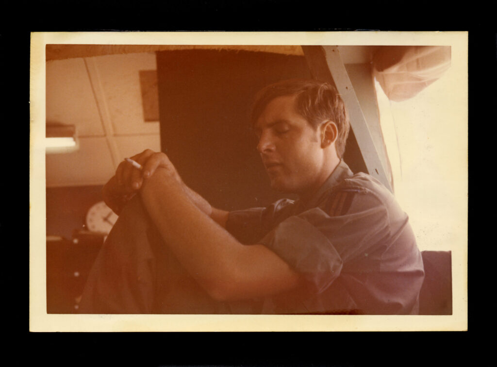 37_Young Solider in Uniform, eyes closed, found photo, 5.75 x 7 inch, 2006